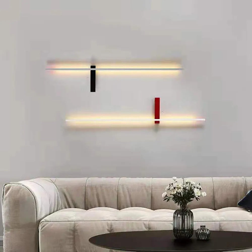 Arisha minimalistisk lineær væglampe — flerfarvet design, pære inkluderet, fast ledningstilslutning