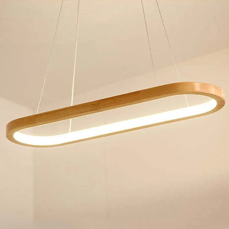 Suspension contemporaine ovale en bois Veon