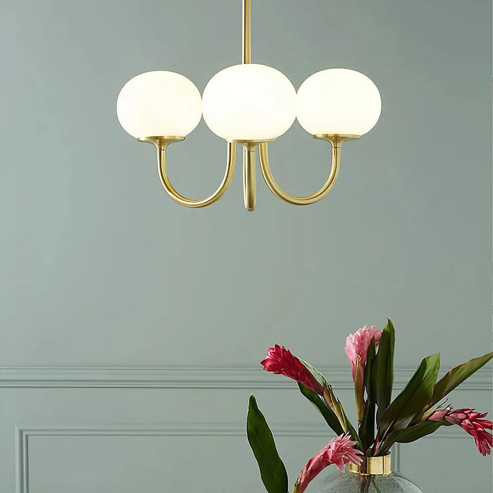 Candelabru Valentina Retro Art Deco tip glob - alb, roz, bej