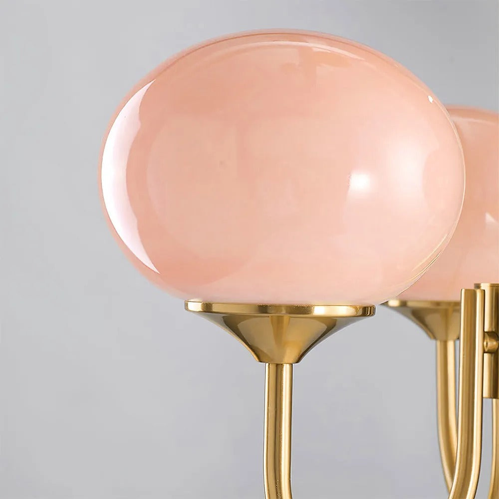 Candelabru Valentina Retro Art Deco tip glob - alb, roz, bej