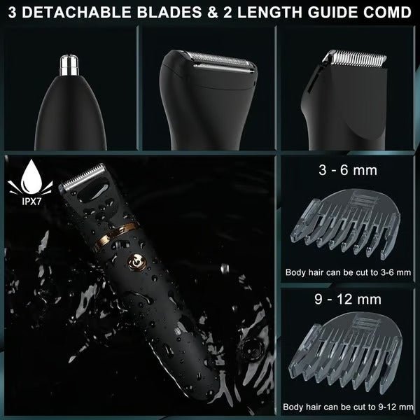 AquaTrim Afeitadora corporal e íntima impermeable 3 en 1 para hombres