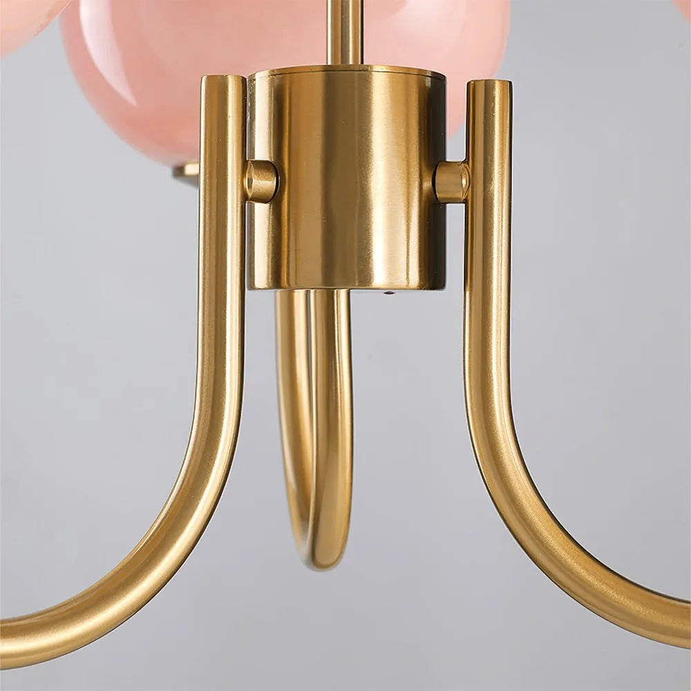 Candelabru Valentina Retro Art Deco tip glob - alb, roz, bej