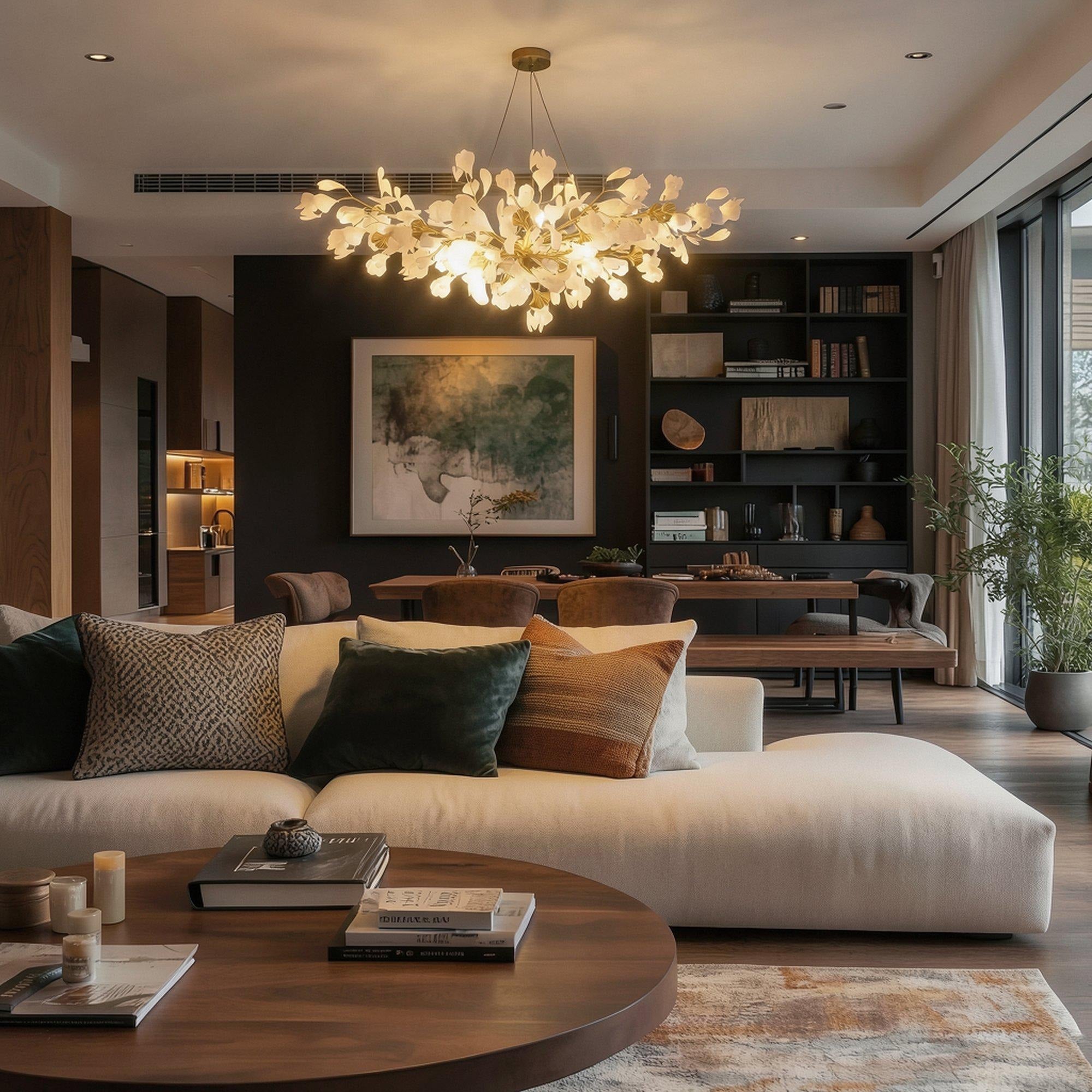 Aurelia Ginkgo Leaf Chandelier — Handcrafted Ceramic Petal Ceiling Light
