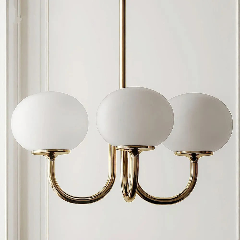 Candelabru Valentina Retro Art Deco tip glob - alb, roz, bej