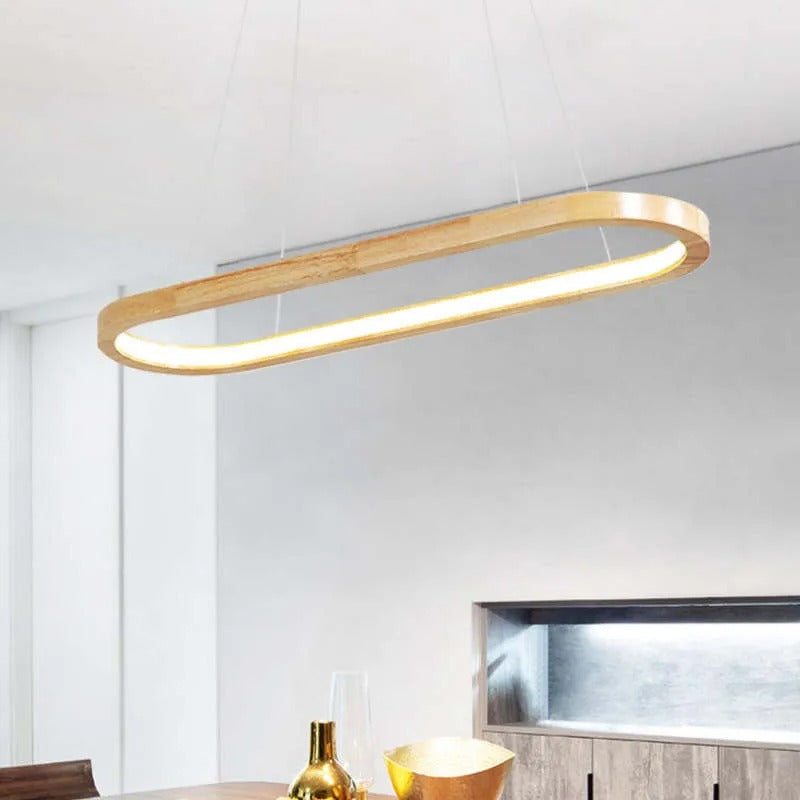 Suspension contemporaine ovale en bois Veon