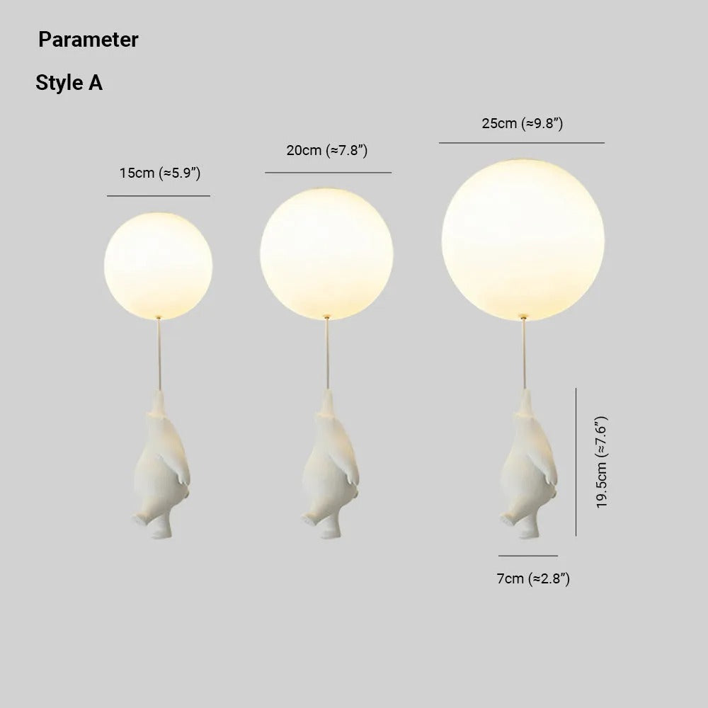 Pendel-Deckenleuchte — Skulpturale Form von Bär und Ballon