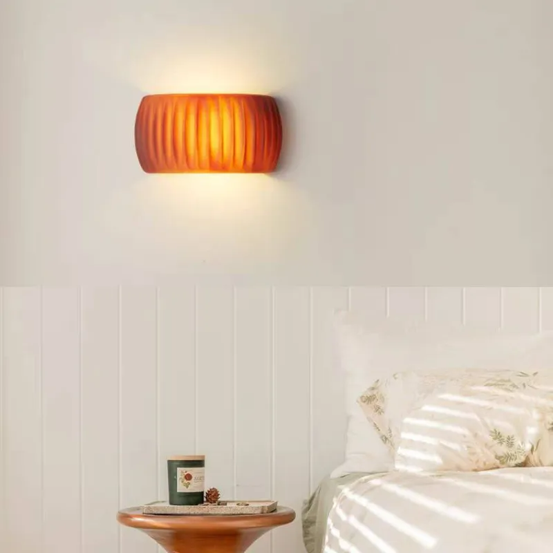 Modern Aria LED Indoor Wall Lamp — Orange and Green Resin, Adjustable Brightness