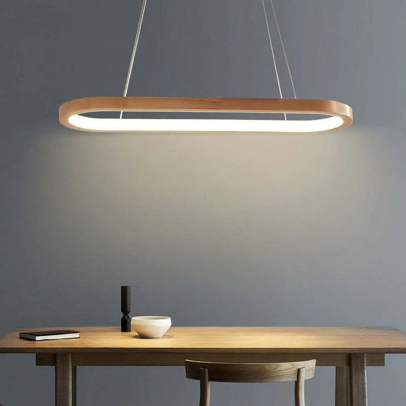 Suspension contemporaine ovale en bois Veon