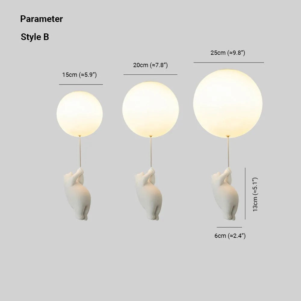 Pendel-Deckenleuchte — Skulpturale Form von Bär und Ballon
