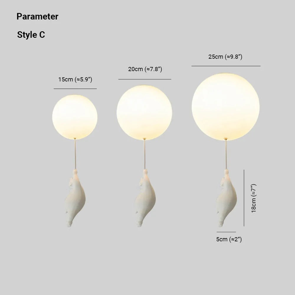 Pendel-Deckenleuchte — Skulpturale Form von Bär und Ballon