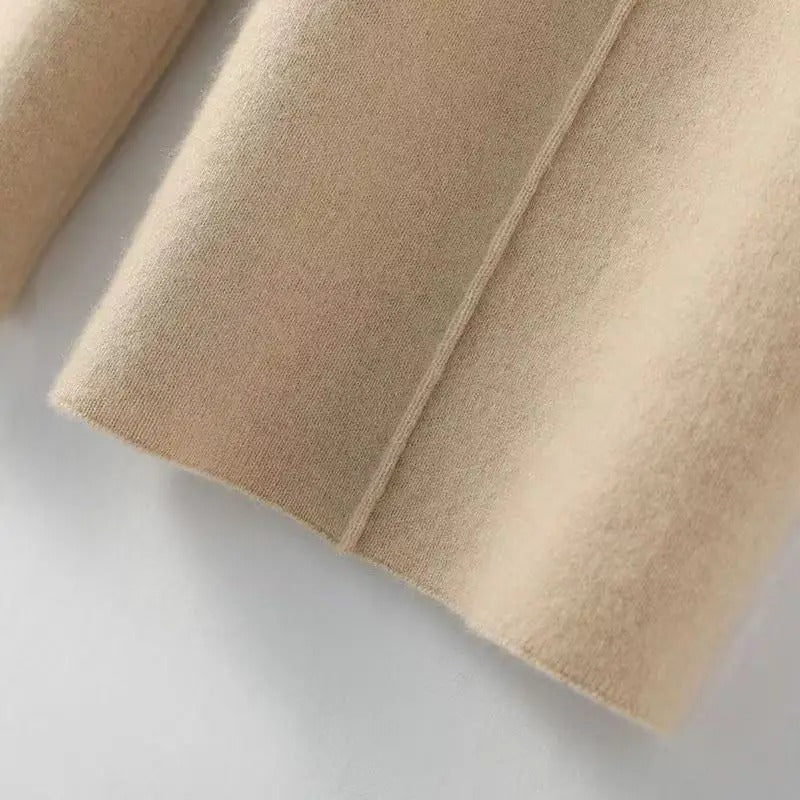 מכנסיים רחבים לנשים מתערובת צמר וקאשמיר עם מותן אלסטית