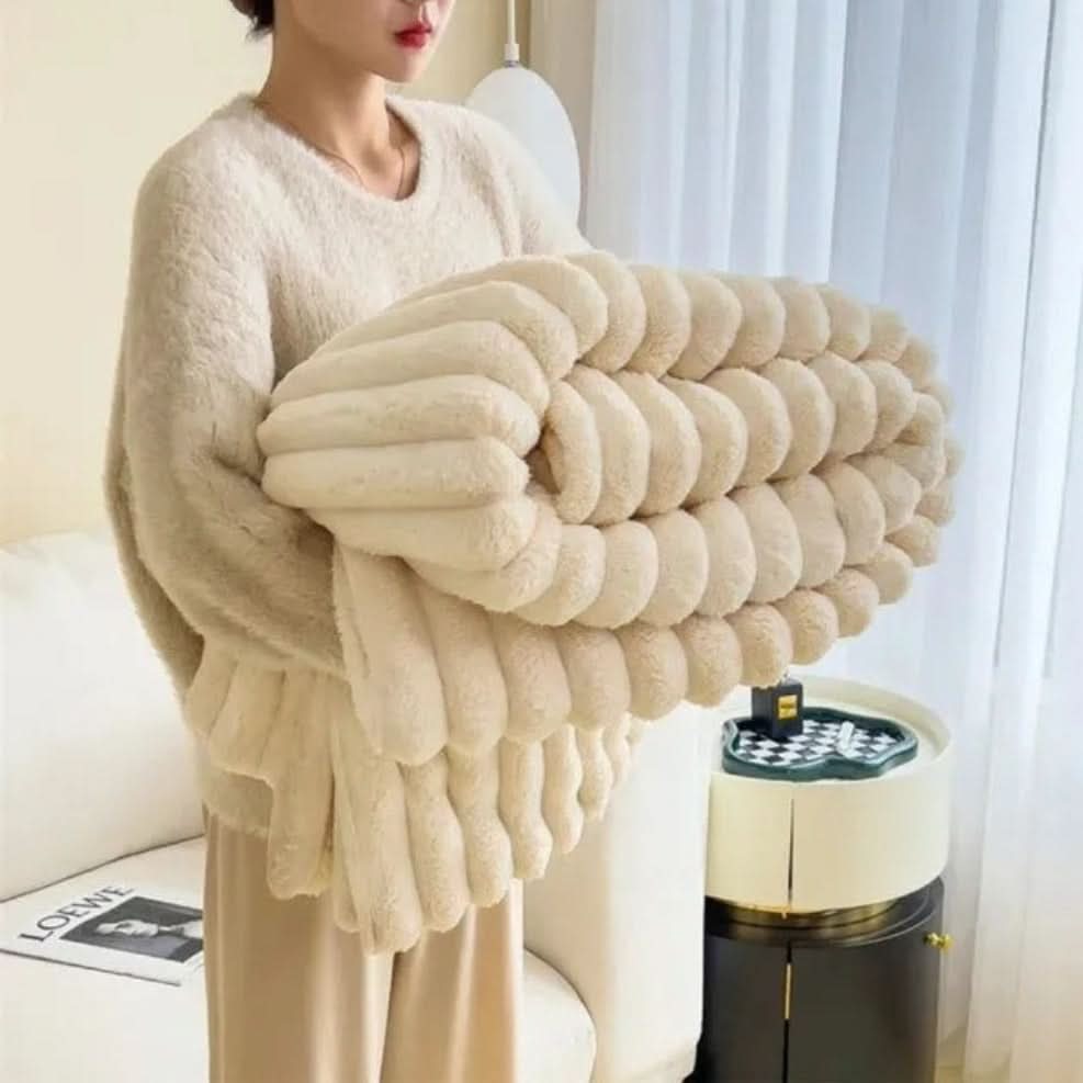 NimbusNest Cosy Blanket Ultra Soft Ribbed Texture For Relaxing Home Nights