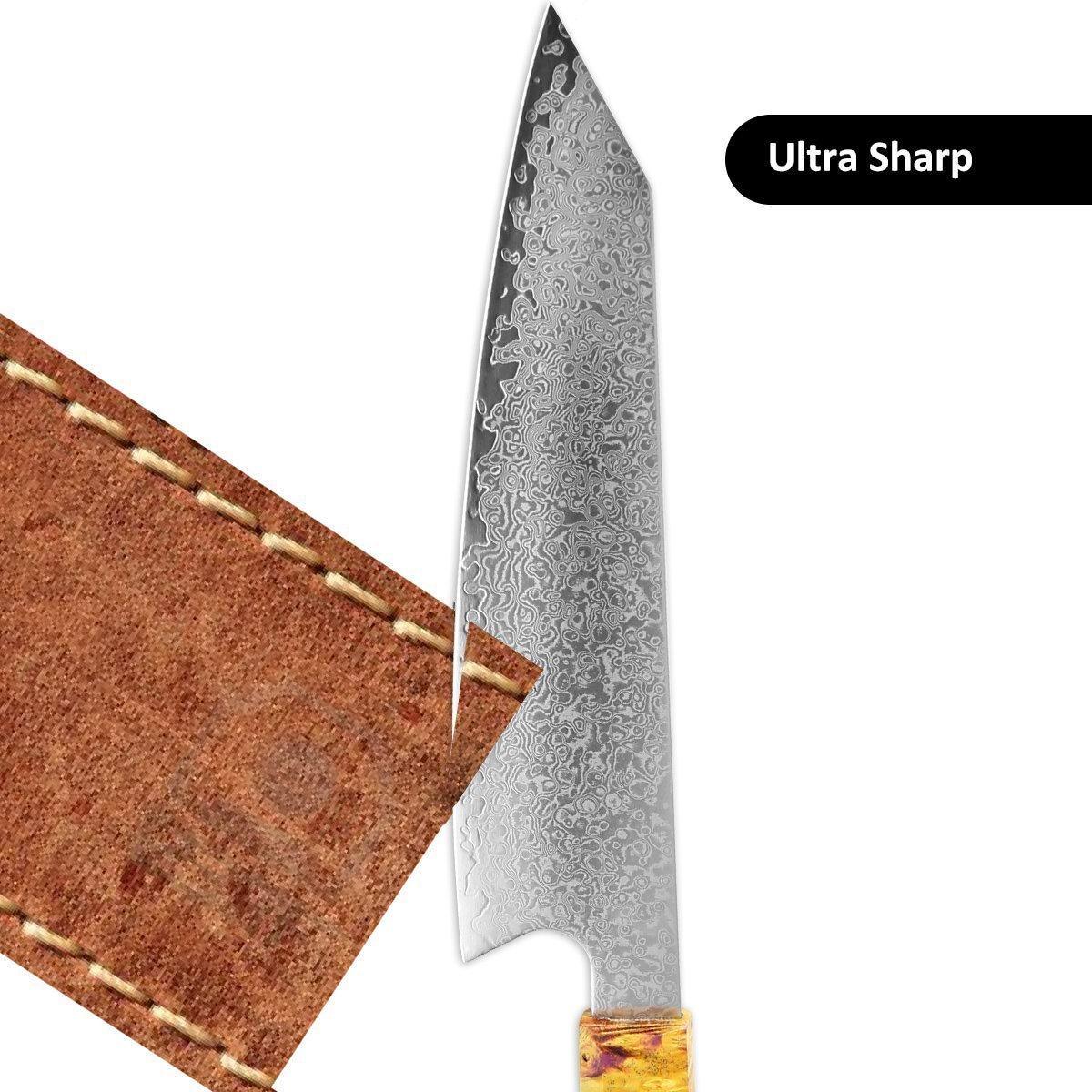 Japanische Damast-Küchenmesser, 8 Zoll VG10 Damaststahl Kochmesser