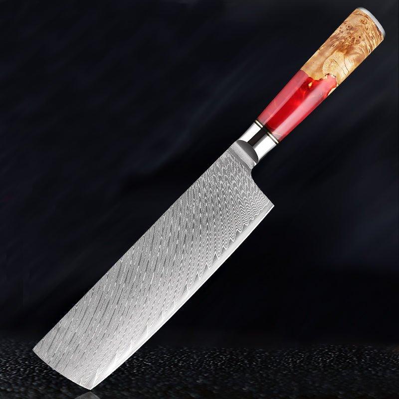 Pisau Sayur Jepun 7 Inci VG-10 Damascus Pisau Nakiri