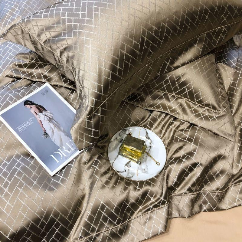 Jasmine Gold Luxus Jacquard Bettbezug-Set