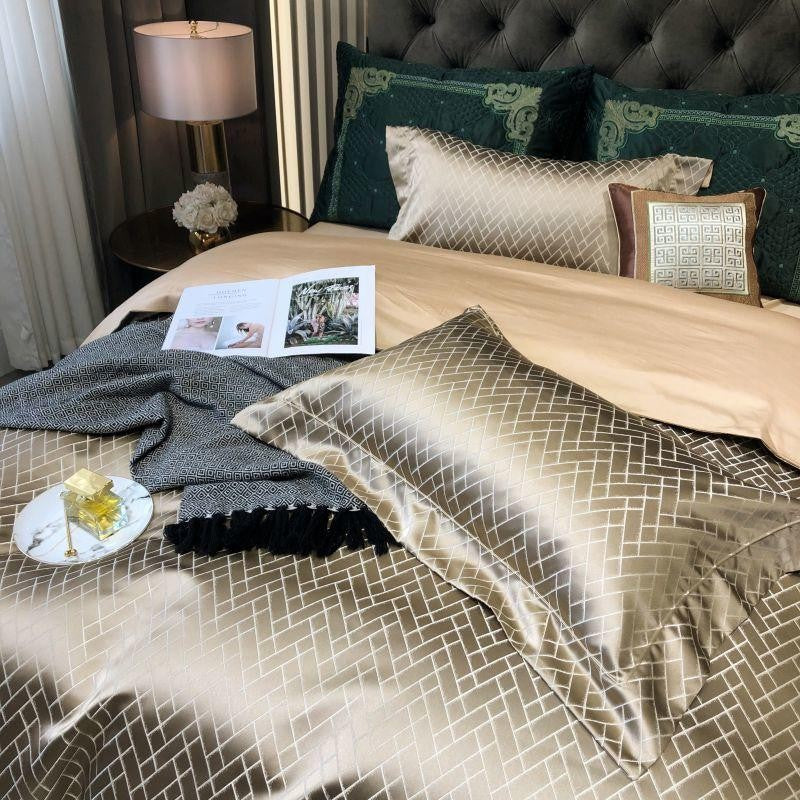 Jasmine Gold Luxus Jacquard Bettbezug-Set