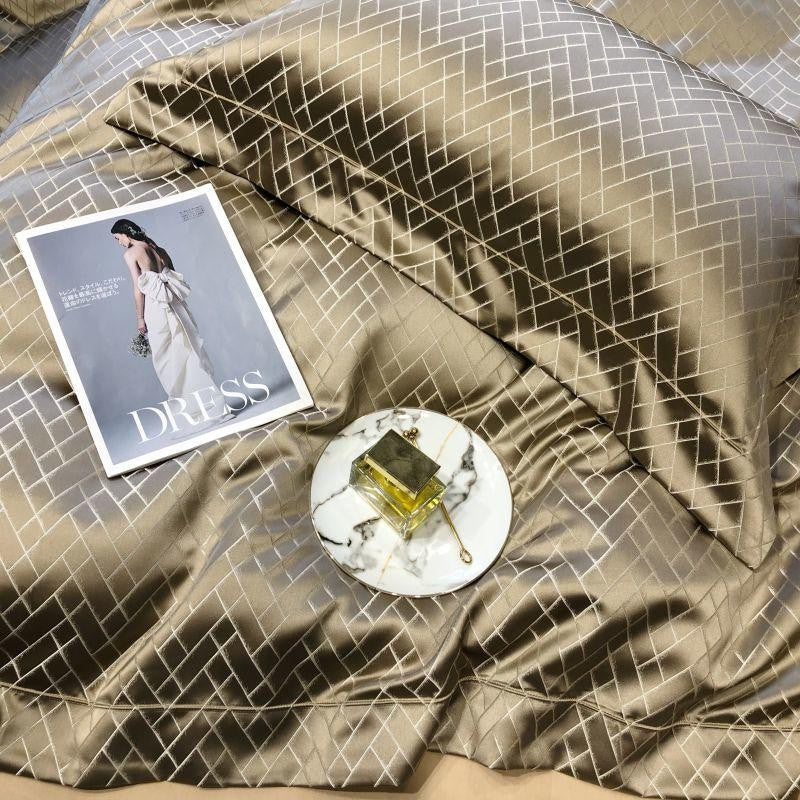 Jasmine Gold Luxus Jacquard Bettbezug-Set