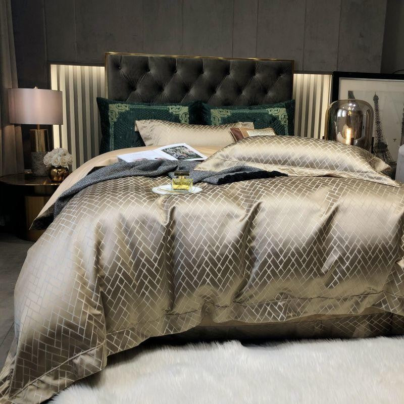 Jasmine Gold Luxus Jacquard Bettbezug-Set