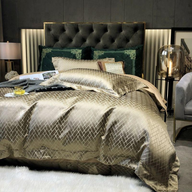 Jasmine Gold Luxus Jacquard Bettbezug-Set