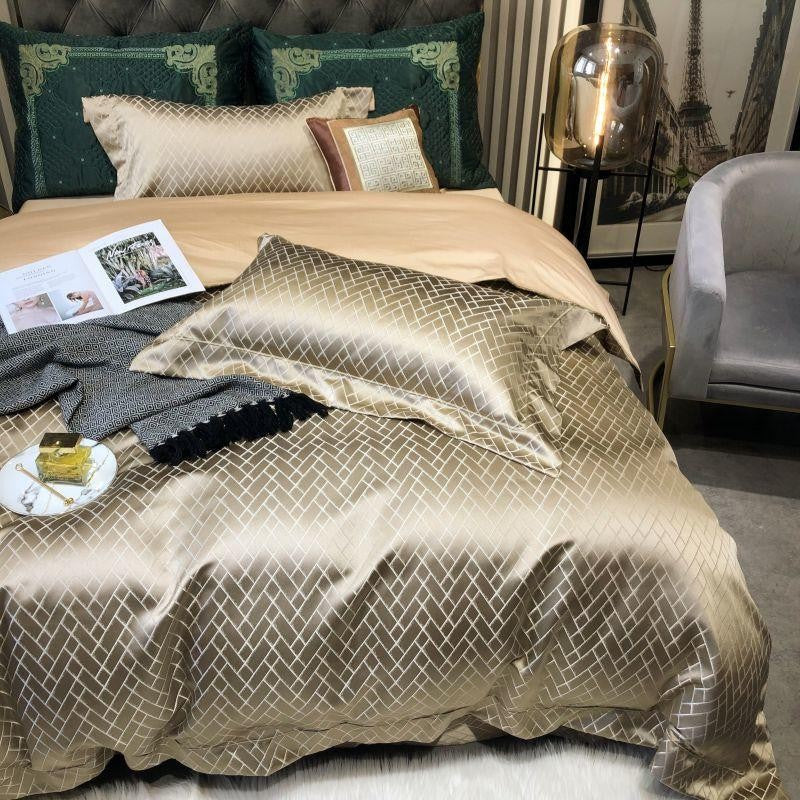Jasmine Gold Luxus Jacquard Bettbezug-Set