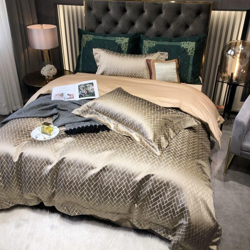 Jasmine Gold Luxus Jacquard Bettbezug-Set