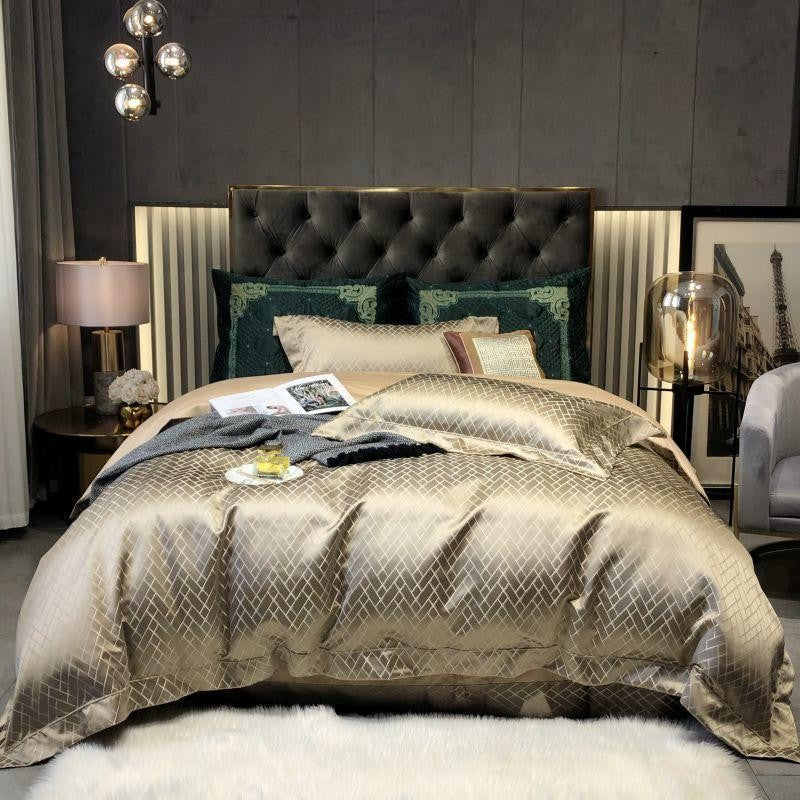 Jasmine Gold Luxus Jacquard Bettbezug-Set