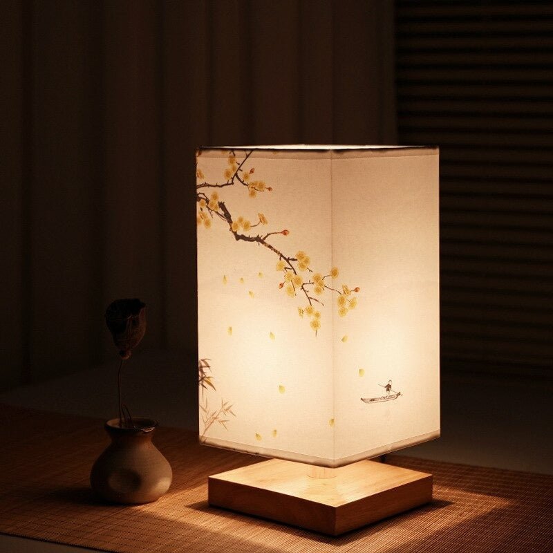 Lampe de table en papier CalmAura style japonais scandinave lumière chaude