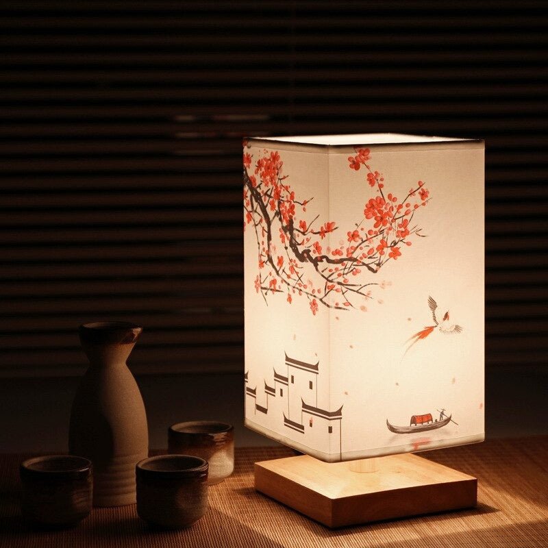 Lampe de table en papier CalmAura style japonais scandinave lumière chaude