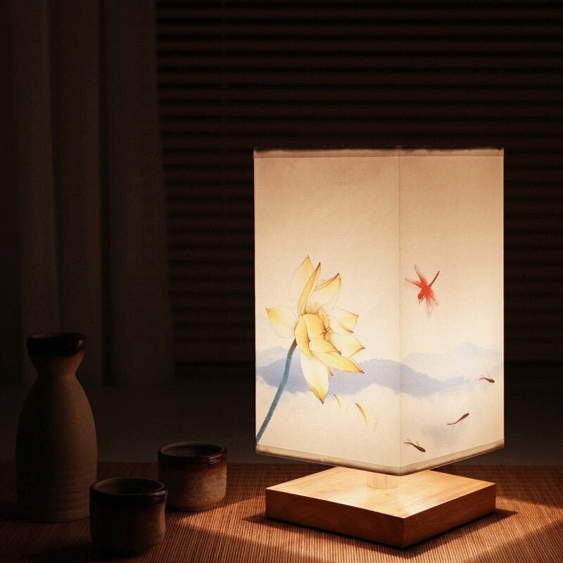 Lampe de table en papier CalmAura style japonais scandinave lumière chaude