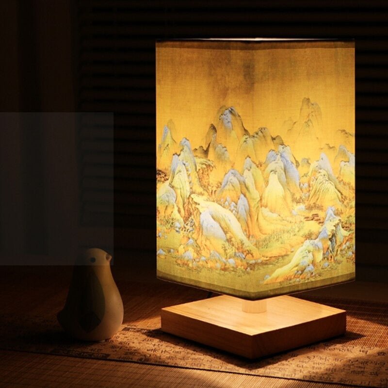 Lampe de table en papier CalmAura style japonais scandinave lumière chaude