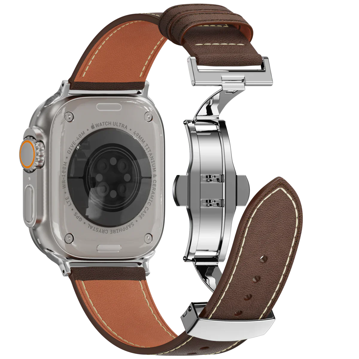 Nový kožený pásek s motýlkovou sponou pro Apple Watch