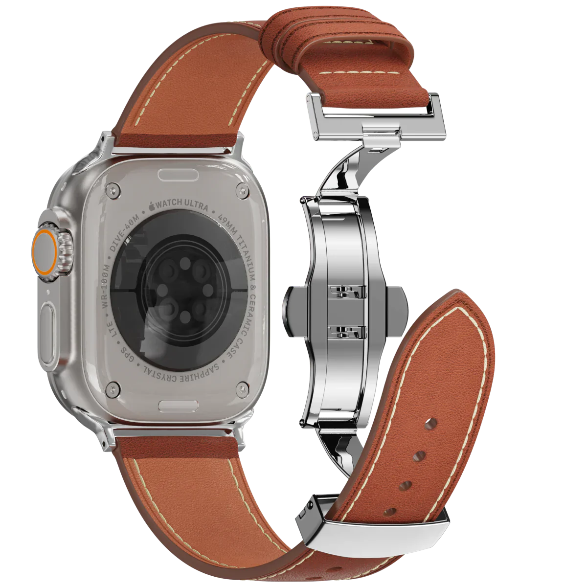 Nový kožený pásek s motýlkovou sponou pro Apple Watch