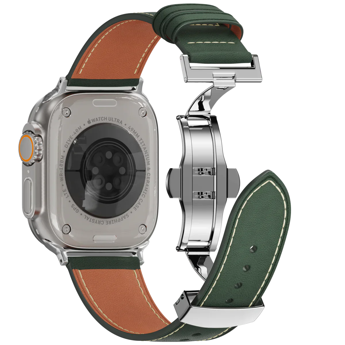 Nový kožený pásek s motýlkovou sponou pro Apple Watch