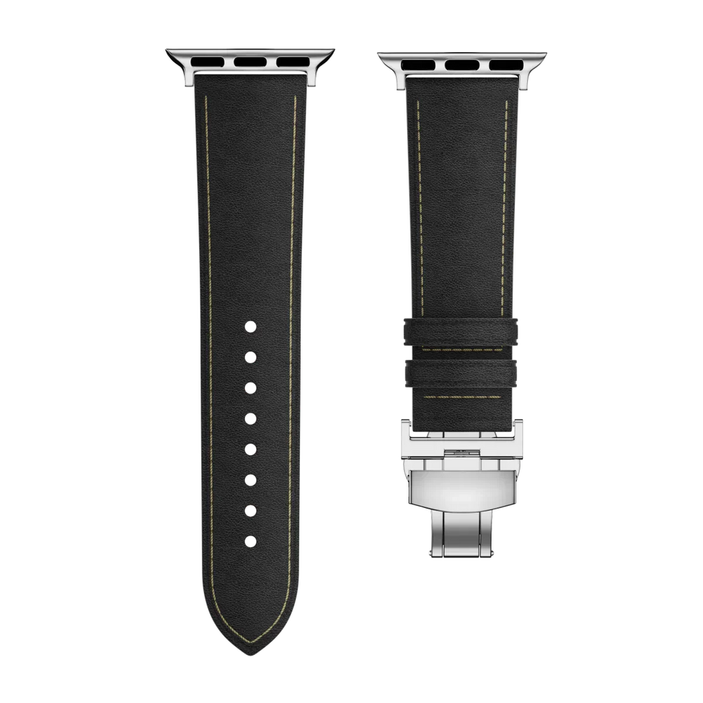 Nový kožený pásek s motýlkovou sponou pro Apple Watch