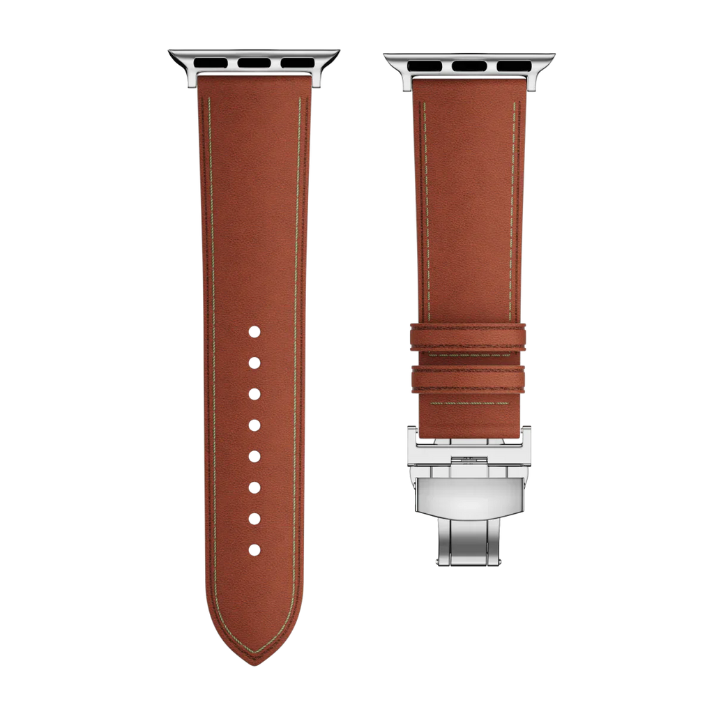 Nový kožený pásek s motýlkovou sponou pro Apple Watch