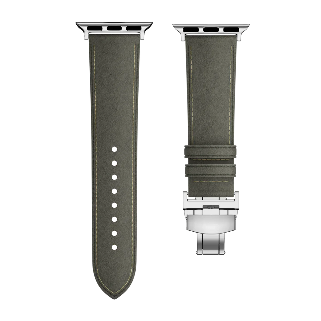 Nový kožený pásek s motýlkovou sponou pro Apple Watch