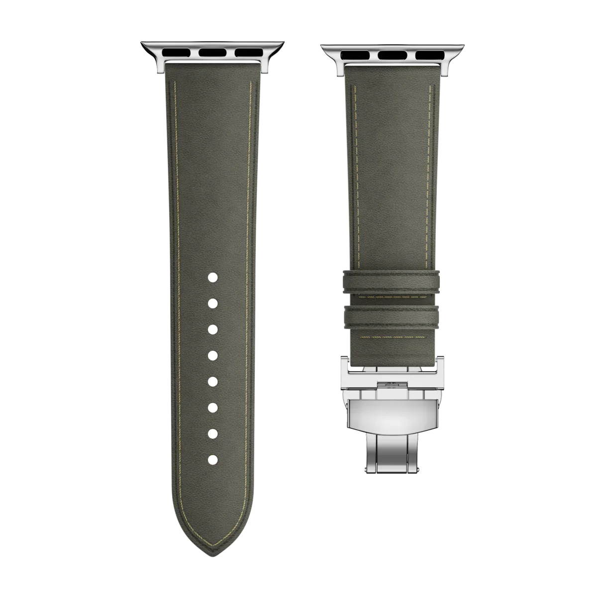 Nový kožený pásek s motýlkovou sponou pro Apple Watch