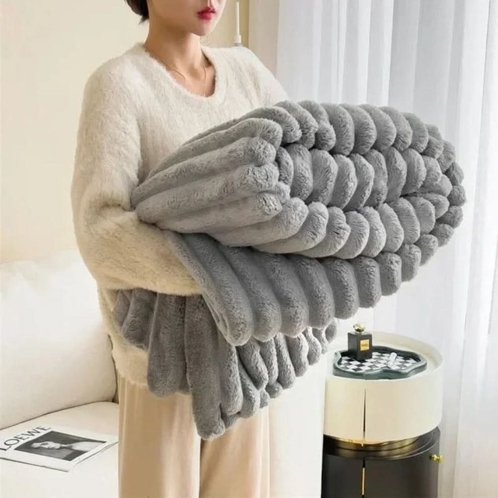 NimbusNest Cosy Blanket Ultra Soft Ribbed Texture For Relaxing Home Nights