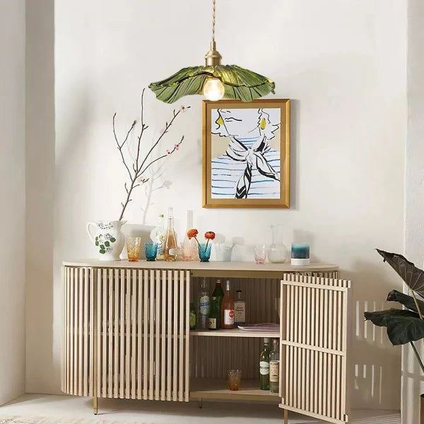 Lámpara colgante de vidrio con forma de flor Calia - luminaria de techo vintage