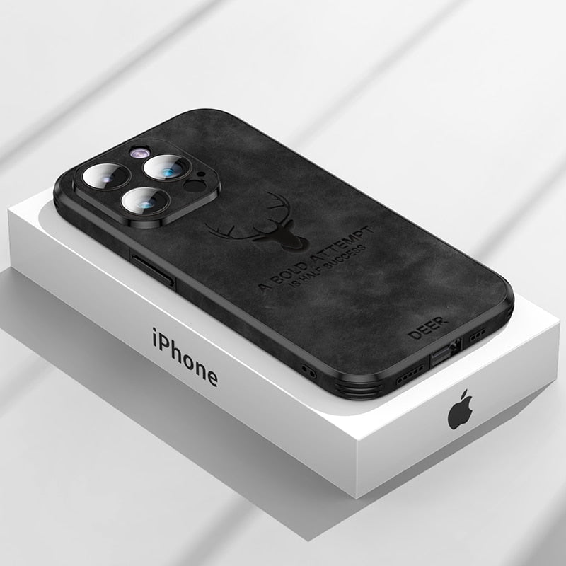 NovaGuard 皮革豪华 iPhone 保护壳，带防震功能