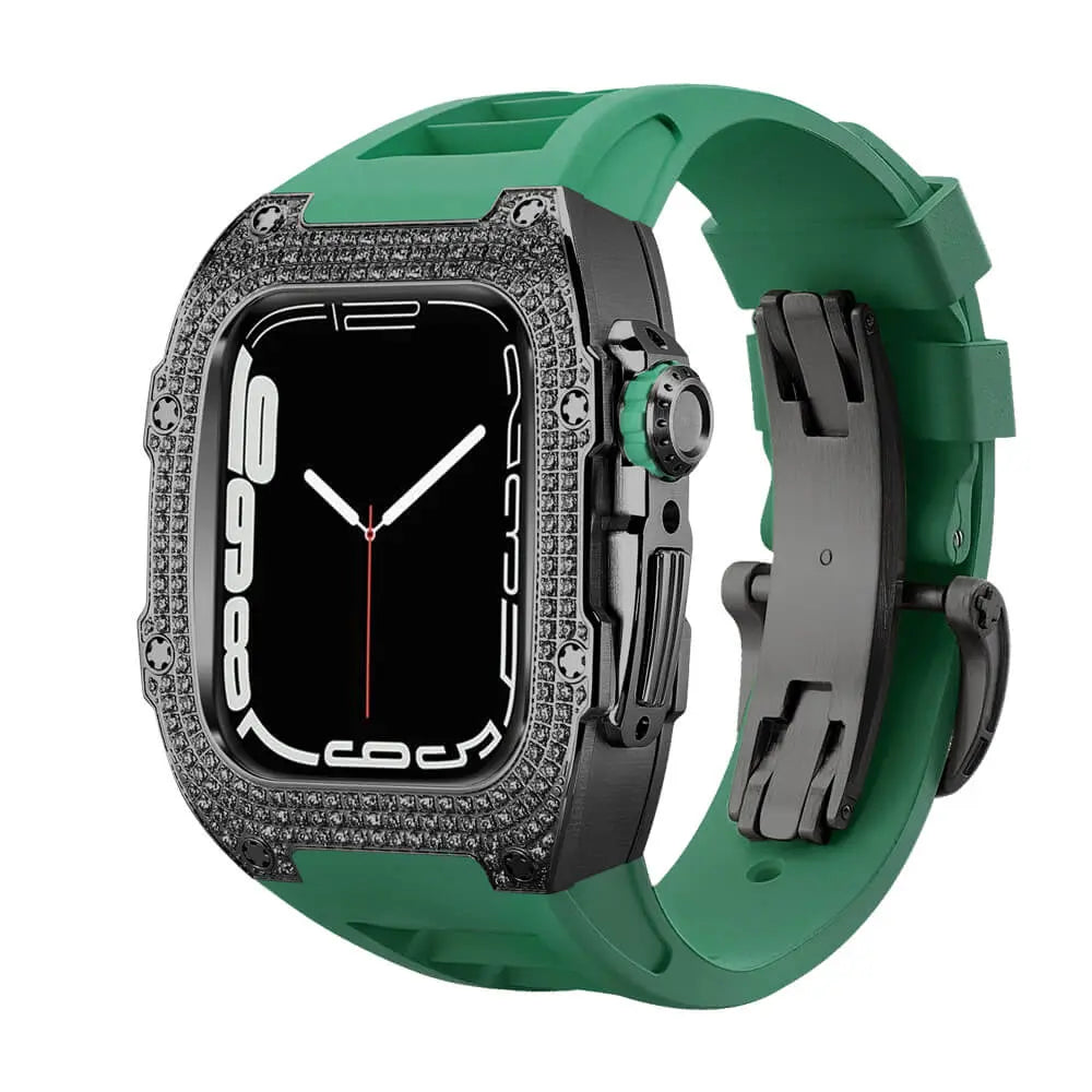 Custodia decorata in titanio e cinturino in silicone per Apple Watch