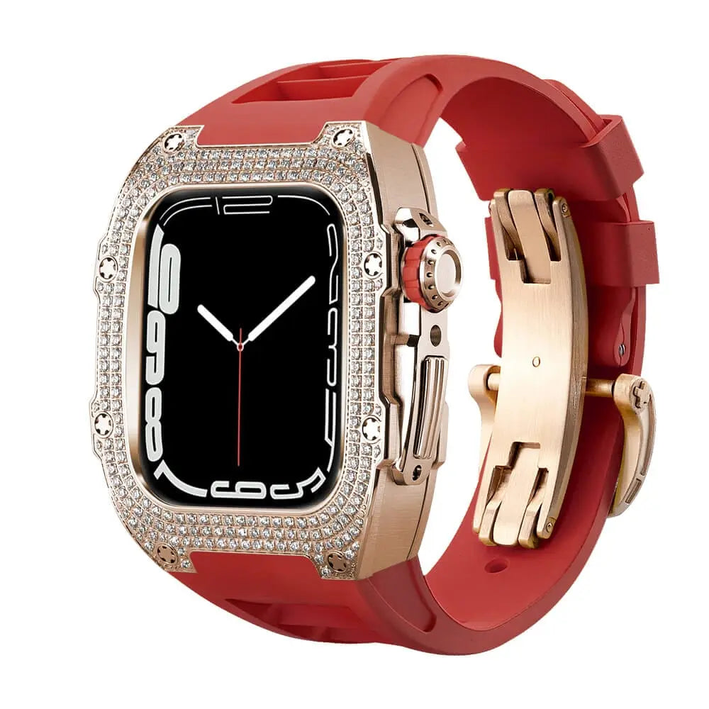 Custodia decorata in titanio e cinturino in silicone per Apple Watch