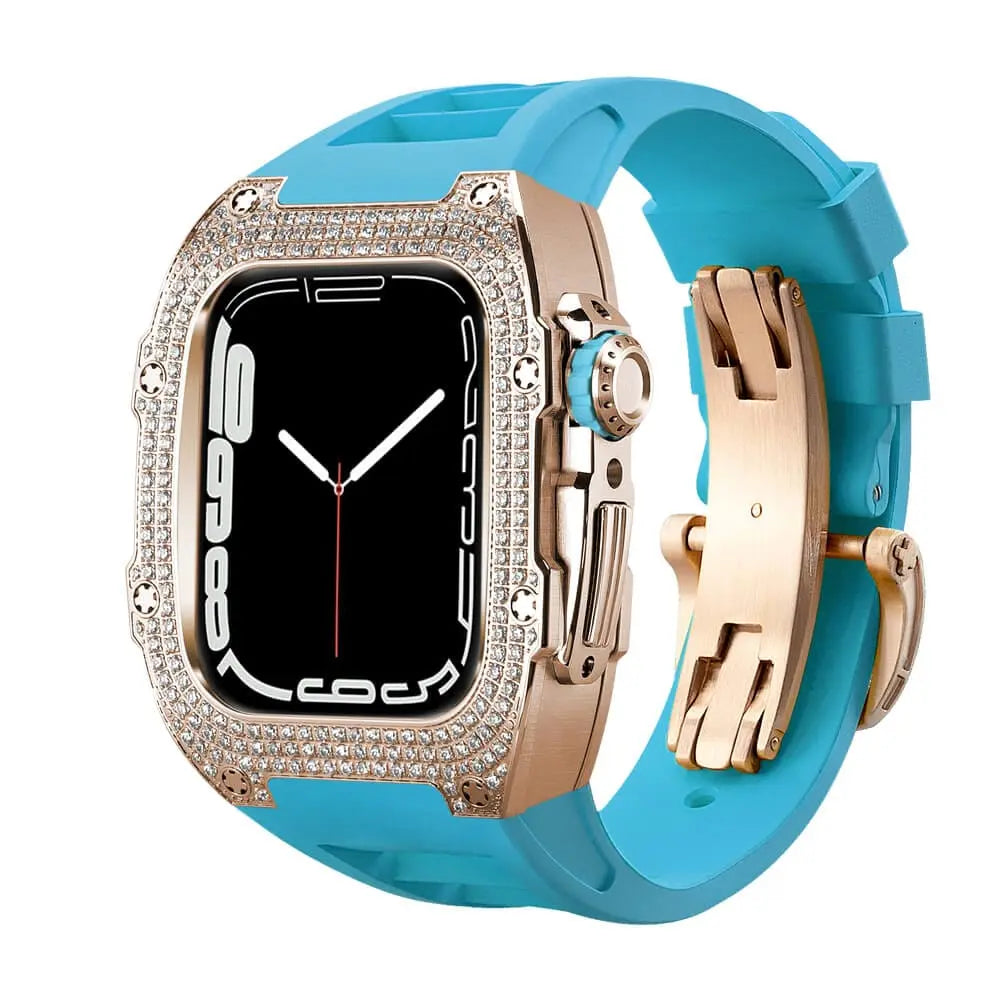 Custodia decorata in titanio e cinturino in silicone per Apple Watch