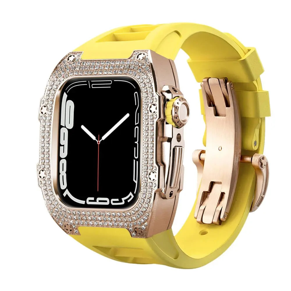 Custodia decorata in titanio e cinturino in silicone per Apple Watch