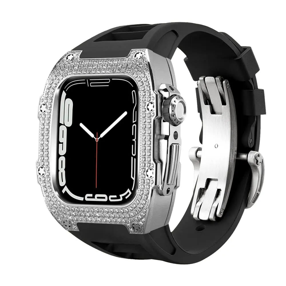 Custodia decorata in titanio e cinturino in silicone per Apple Watch