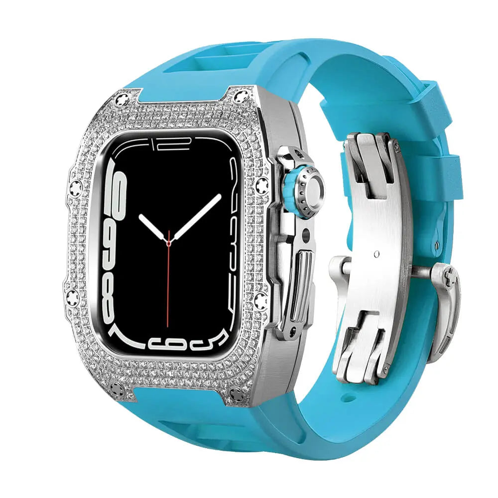Custodia decorata in titanio e cinturino in silicone per Apple Watch