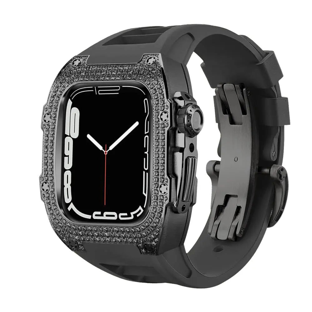 Custodia decorata in titanio e cinturino in silicone per Apple Watch