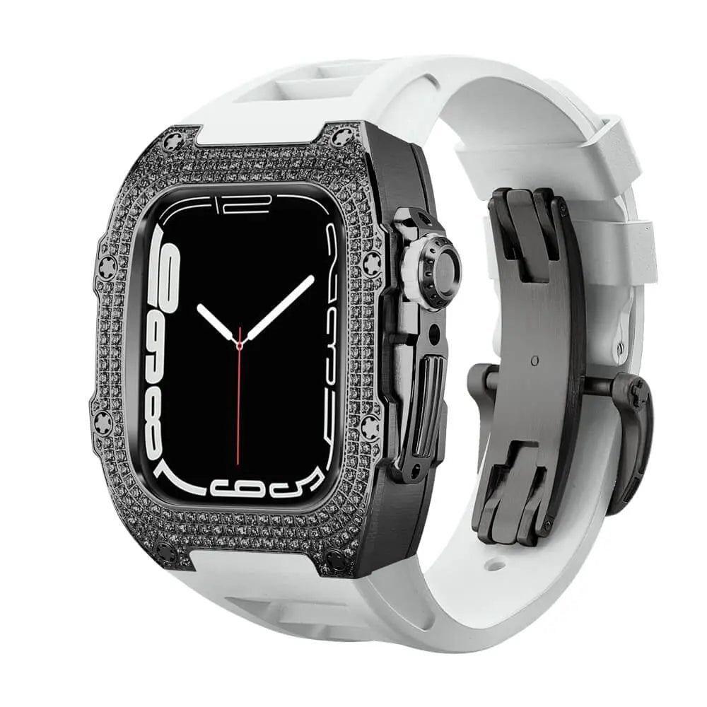Custodia decorata in titanio e cinturino in silicone per Apple Watch