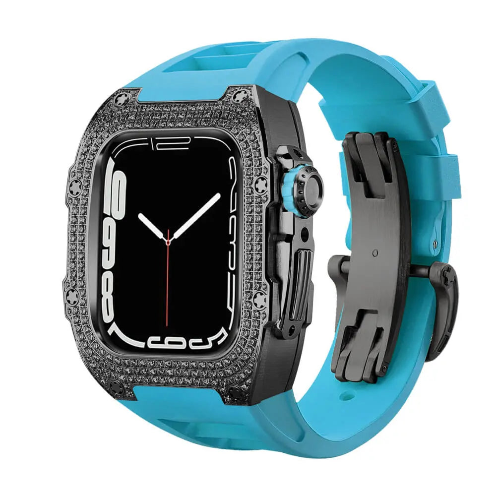 Custodia decorata in titanio e cinturino in silicone per Apple Watch