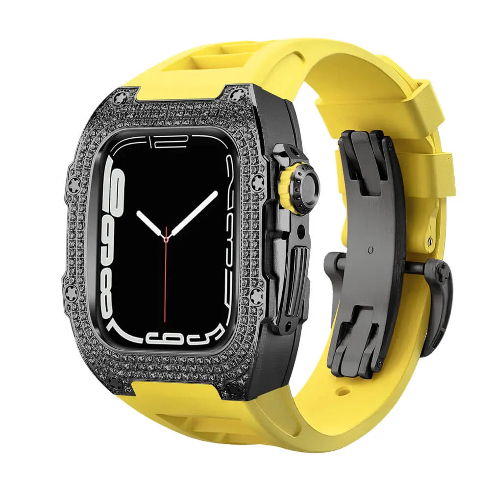 Custodia decorata in titanio e cinturino in silicone per Apple Watch